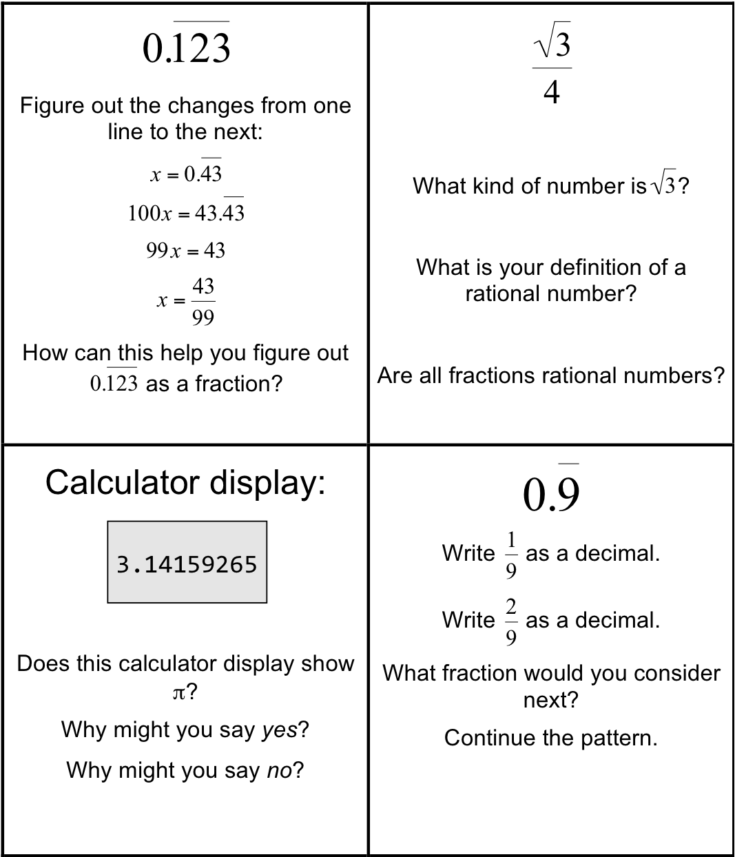 Rational Irrational Numbers Worksheet